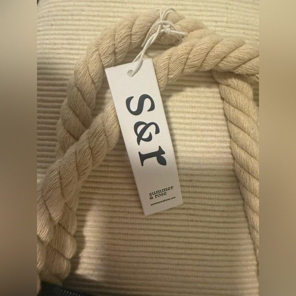 Summer & Rose Navy Striped Rope Handle Tote Bag - Picture 8 of 8